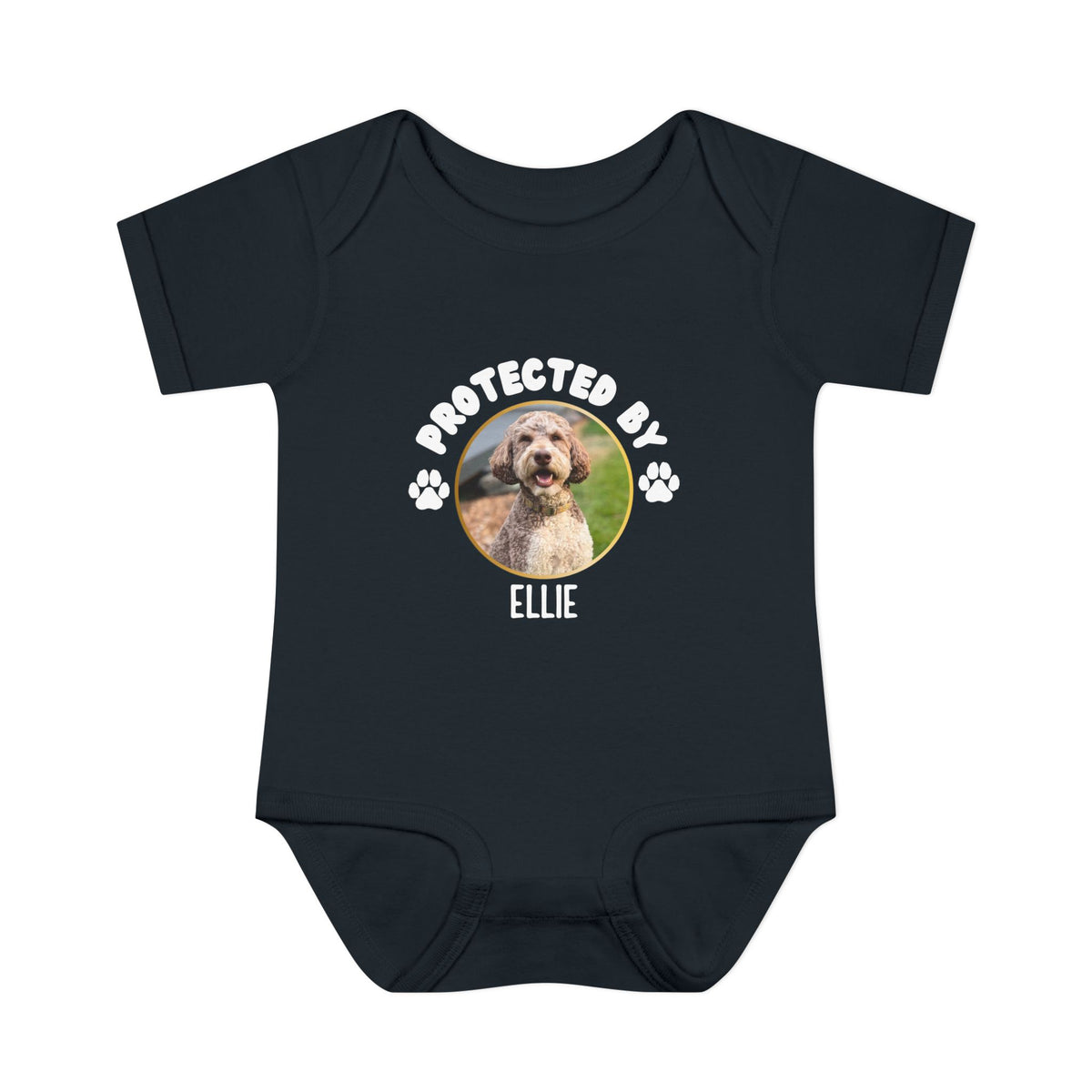 Personalized Baby Protected By Dog Onesie