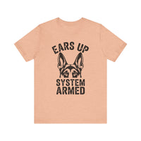 Load image into Gallery viewer, Ears Up System Armed German Shepherd T-Shirt
