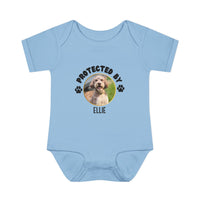 Load image into Gallery viewer, Personalized Baby Protected By Dog Onesie
