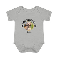 Load image into Gallery viewer, Personalized Baby Protected By Dog Onesie
